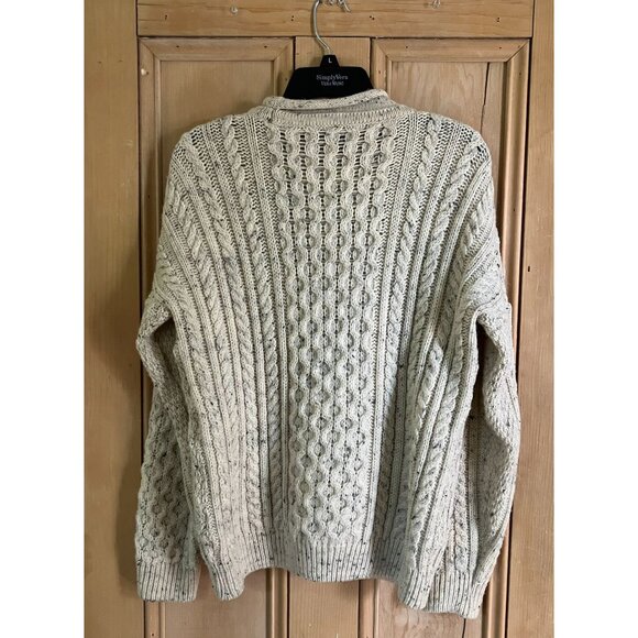 Glencroft Womens Vintage 90s Pure Wool UK Fisherman Sweater Medium Beige SP EXC - Picture 9 of 11
